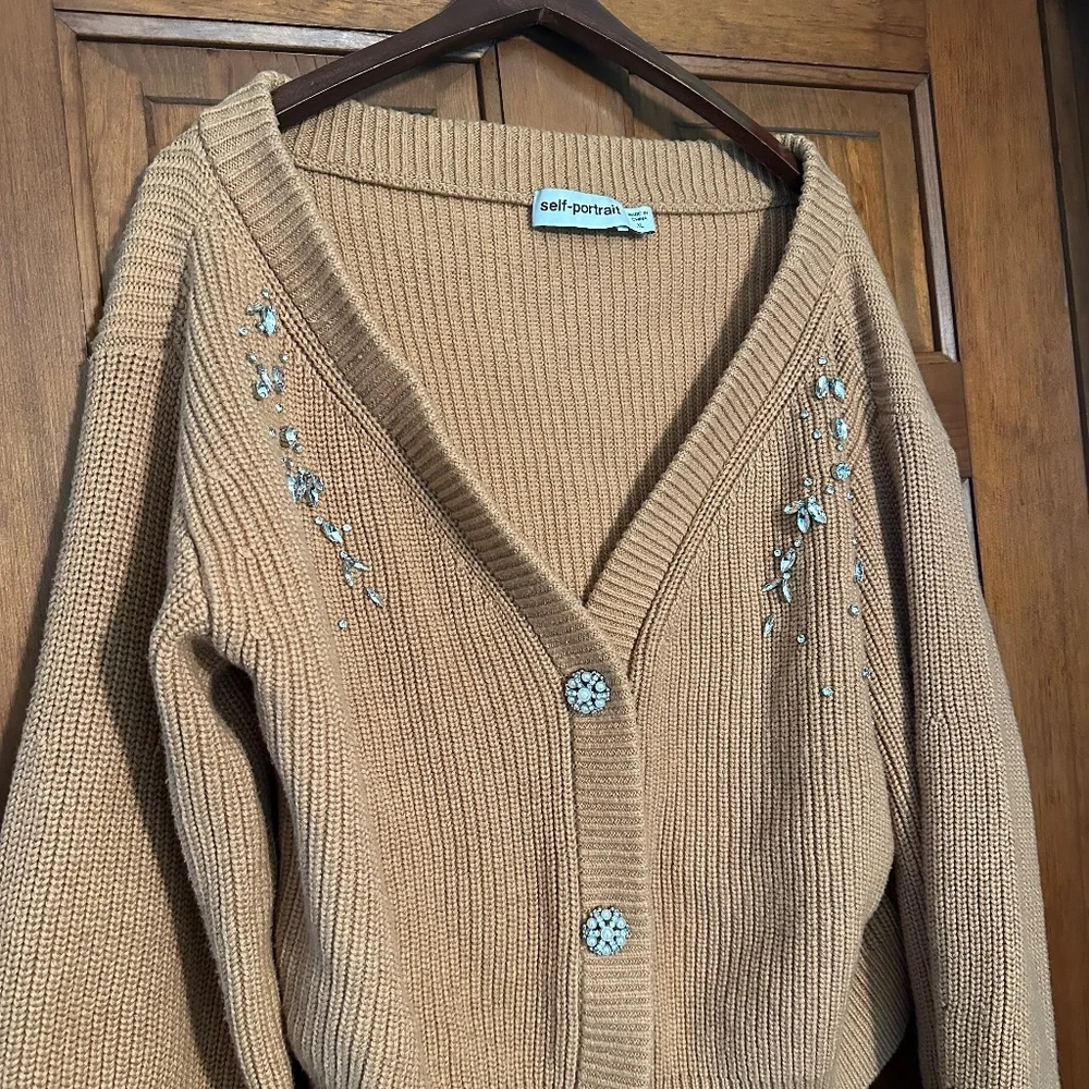 Self-Portrait Diamante Embellished Rib Knit Cardigan XL - Picture 11 of 14